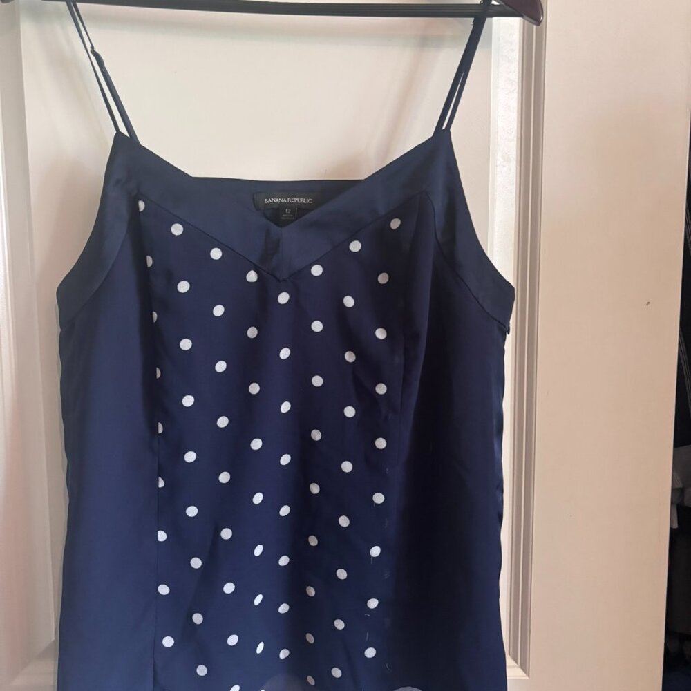 Banana Republic navy and polka dot spaghetti strap